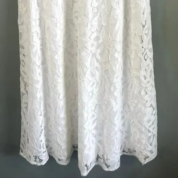 Tommy Hilfiger Sleeveless White Floral Lace A-Line Dress, Size 6 - Picture 6 of 13